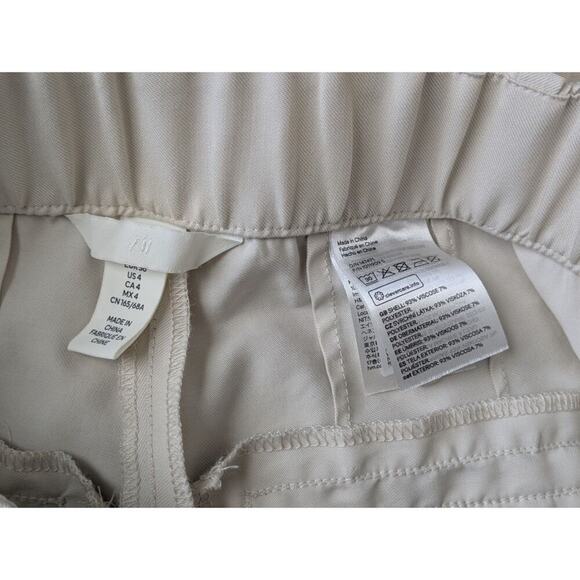 H&M Pants Womens Size 4 High‎ Rise Pleated Straight Leg Khaki Pockets Preppy - Picture 6 of 11